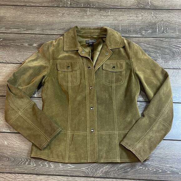 Vintage Green Suede Snap Front Jacket Women’s Size Small - Picture 3 of 8